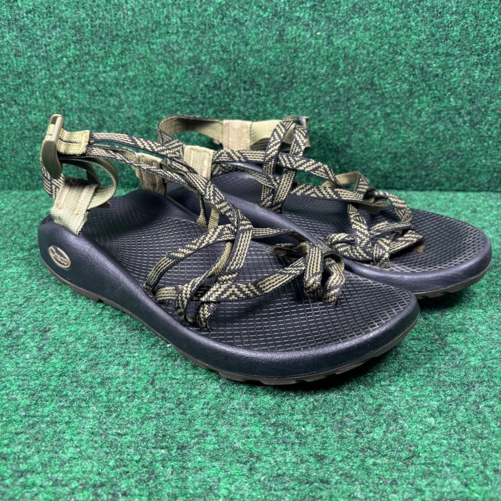 Chaco Z/Cloud 2 Womens Sandals Olive Black Chevron Strappy Toe Loop Hiking 9